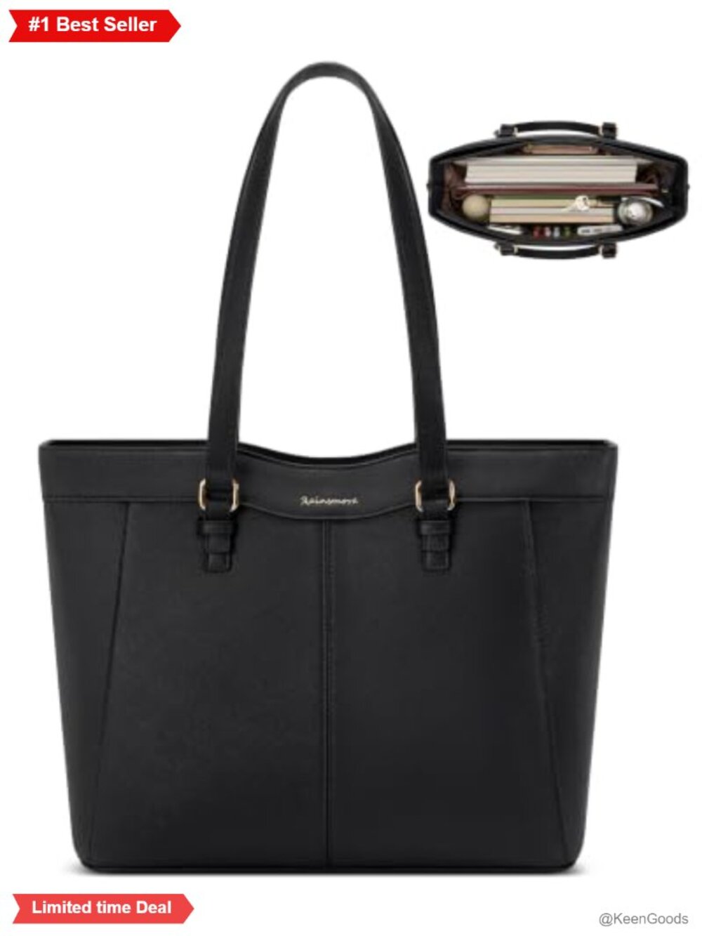 RAINSMORE Large Waterproof PU Leather Tote Bag Shoulder Work Purse for Women